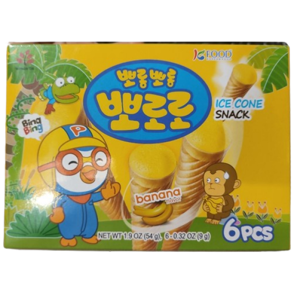 Basraq Pororo Ice Cone Snack Banana Flavour 54g