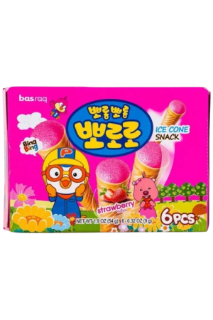 Basraq Pororo Ice Cone Snack Strawberry Flavour 54g 2