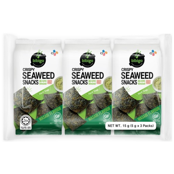 Cj Cheiljedang Bibigo Crispy Seaweed Snacks Wasabi Flavour 5g3pk