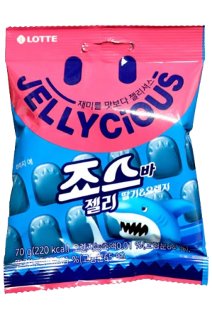 Lotte Jellycious Jaws Bar Jelly Strawberry Orange 70g