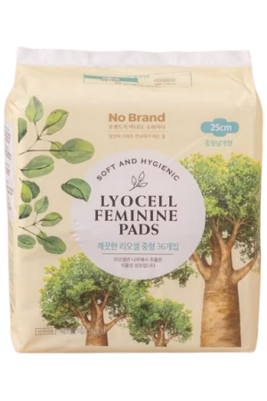 No Brand Lyocell Feminine Pads Medium Size 36pk 노브랜드 깨끗한 리오셀 중형 36pk